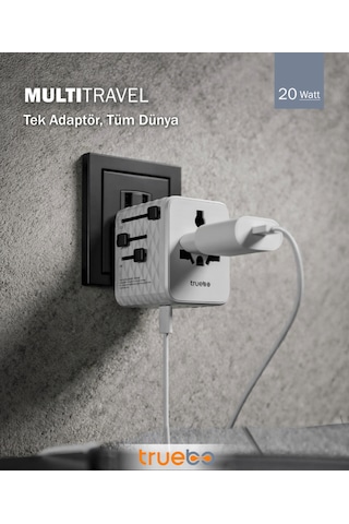 Truebo Multitravel Travel Adapter & Charger Evrensel Seyahat Adaptörü