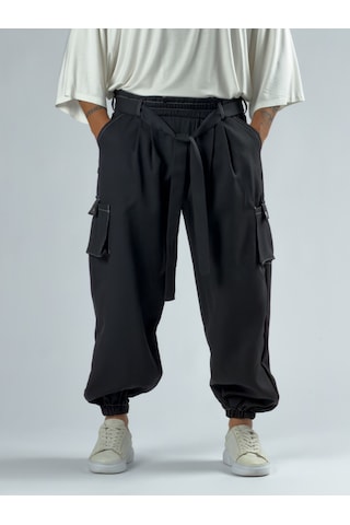 Cocopelli Siyah Erkek Bol Kesim Kargo Cepli Jogger Pantolon Coc3301