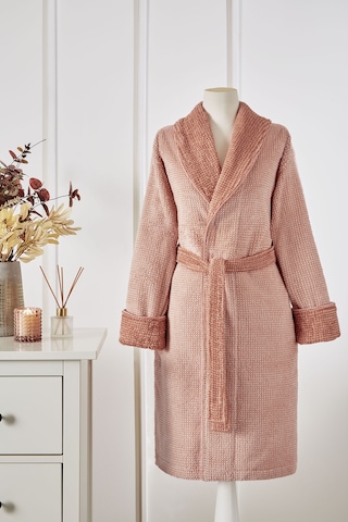 Sadem Organik Plaid Şal Yaka Bornoz Şeftali