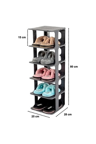 Mithra Life 5 Katlı Plastik Gri Ayakkabı Rafı Mıt1063 Siyah