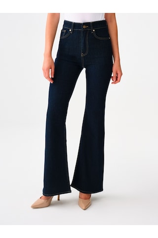 Long Flare Slim Fit Kadın Pantolon Lacivert