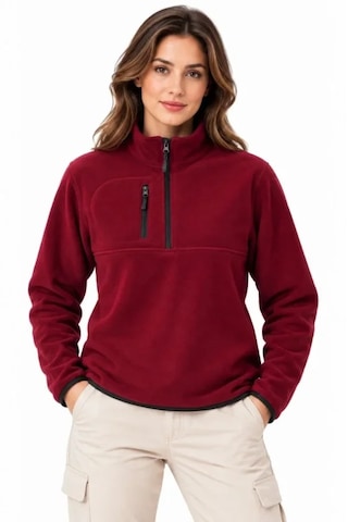 Butik İstanbul Polar Dik Yaka Yarım Fermuarlı Fermuarlı Göğüs Cepli Regular Fit Kışlık Sweatshirt - Bordo
