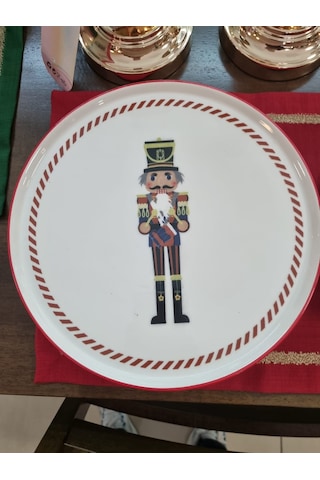 Yılbaşı Pasta Tabağı Fındıkkıran Kurşun Asker 21cm 6 Lı Set Bej