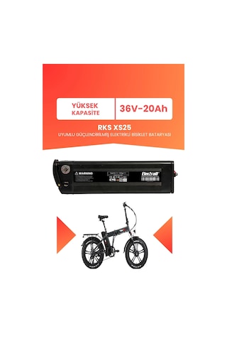 Rks Xs25 Uyumlu 36v 20ah Elektrikli Bisiklet Bataryası Siyah