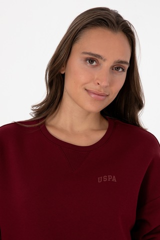 U.S. Polo Assn. Kadın Bordo Şardonlu Bisiklet Yaka Basic Sweatshırt 50313586-VR014