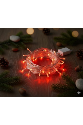 100 Led Damla Uçlu Kırmızı Dekoratif Işık - 10 Metre Renkli