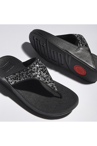 Roncato 090 All Black Terlik Kadın Diğer Je3-090 Fitflop Lulu Crystal-mix Toe-post All Black Siyah