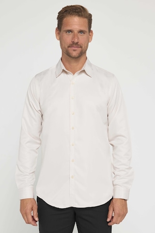 Tudors Slim Fit Uzun Kollu Kolay Ütü Teri Emen Nefes Alan Doku Kravatlık Dört Mevsim Taş Renk Erkek Gömlek-31633-taş Taş