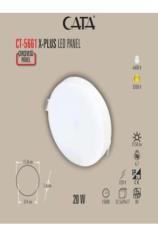Cata 5 Adet Cata Ct 5661 Led Spot 20w 6400k Beyaz Işık Çok Renkli