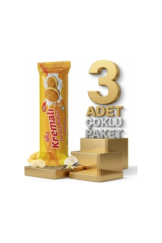 Afia Muz Kremalı Sandviç Bisküvi 3x60 Gr