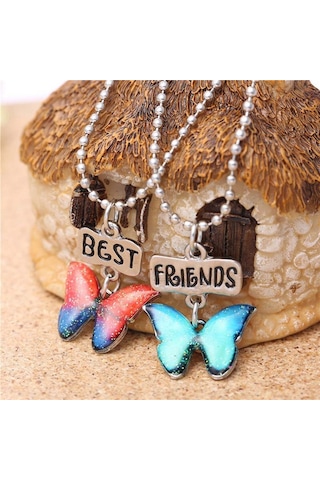 Best Friends Kolye Kelebekli Çok Renkli