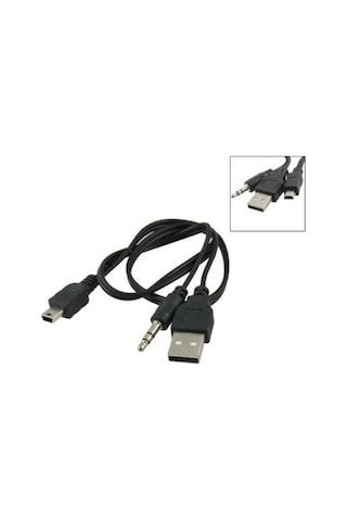 Mp3 Mp4 Player Usb Şarj ve 3.5Mm Aux Kablo Usb To 5 Pin Mini Usb
