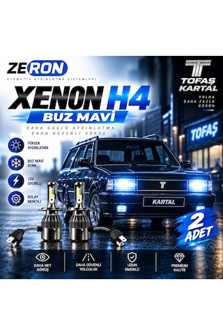 Tofaş Kartal Xenon H4 Buz Mavi Led Far Ampulü 12v - 2 Adet Yüksek Aydınlatma Kolay Montaj