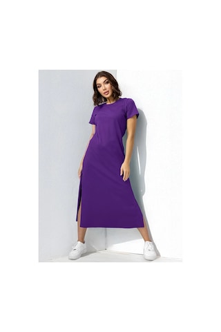 Happyfox Evde Giyilen Uzun Pamuklu Yırtmaçlı Elbise-tişört 19133911