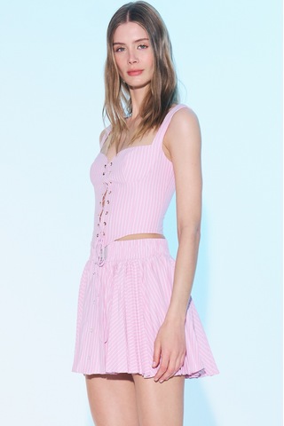 Sagaza Studio Ss6014 Önden Düğmeli Pileli Etek Pembe