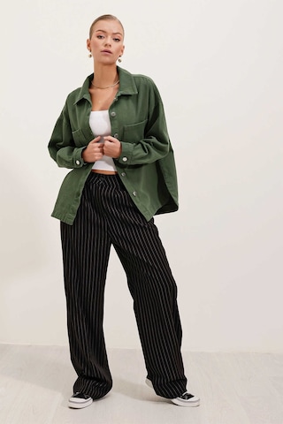 Gabria Çift Cep Gabardin Ceket Haki