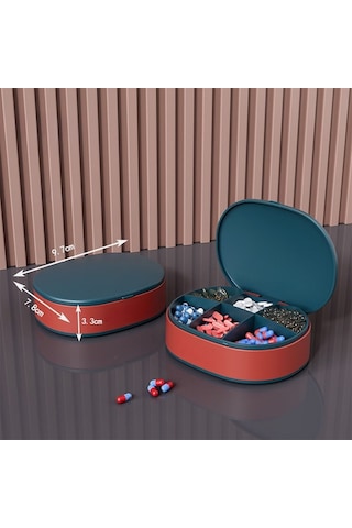 Luno Kapaklı 6 Bölmeli Taşınabilir İlaç Kutusu Lacivert