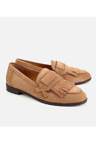Hotiç Kadın Süet Deri Vizon Püskül Detaylı Klasik Loafer