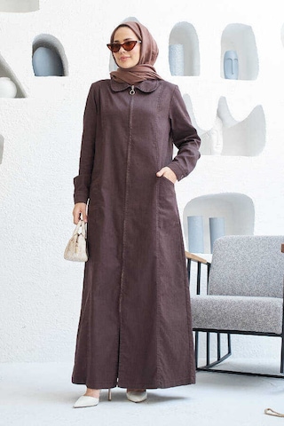 6463-battal Denim Ferace Kahve Kahve