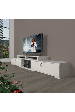 Decoraktiv Flex 130 Mdf Gold Tv Ünitesi Tv Sehpası Beyaz