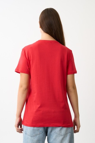 Alexandergardi Oversize Geniş Kalıp Bisiklet Yaka Baskılı T-shirt Kırmızı