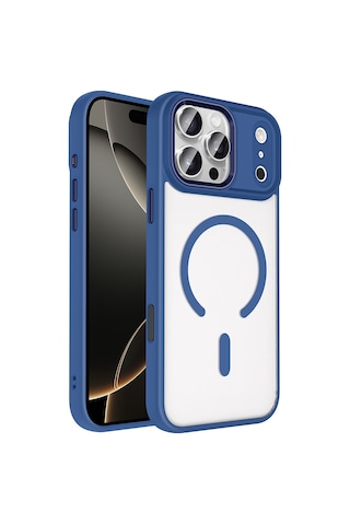 Techaks Apple Uyumlu iPhone 17 Pro Max Kılıf Wireless Şarj Özellikli Zore Krom M-safe Silikon Kapak - Siyah Siyah