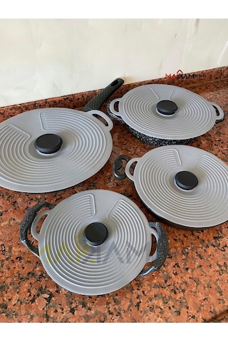 Lexroo Silikon Tencere Kapağı, Tava Kapağı, Isı Koruyucu, Vakumlu Kapak, Muhafaza Kapağı Gri, 28cm Çok Renkli
