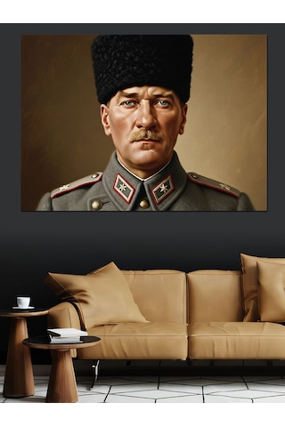 Türkiye Cumhuriyeti Kurucusu Atatürk Portresi Dekoratif Kanvas - Mdf Ahşap Tablo