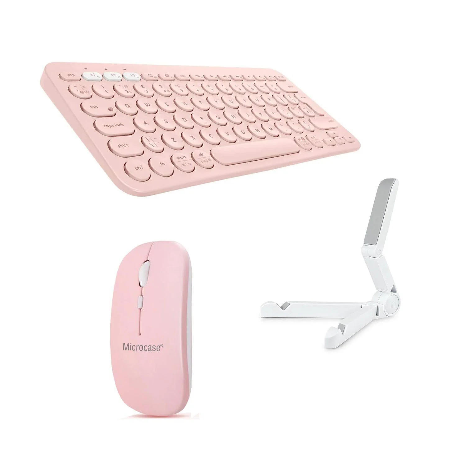 Microcase Apple İpad Air 11 2026 İle Uyumlu Bluetooth Klavye + Mouse + Tablet Standı - Al45150 Pembe