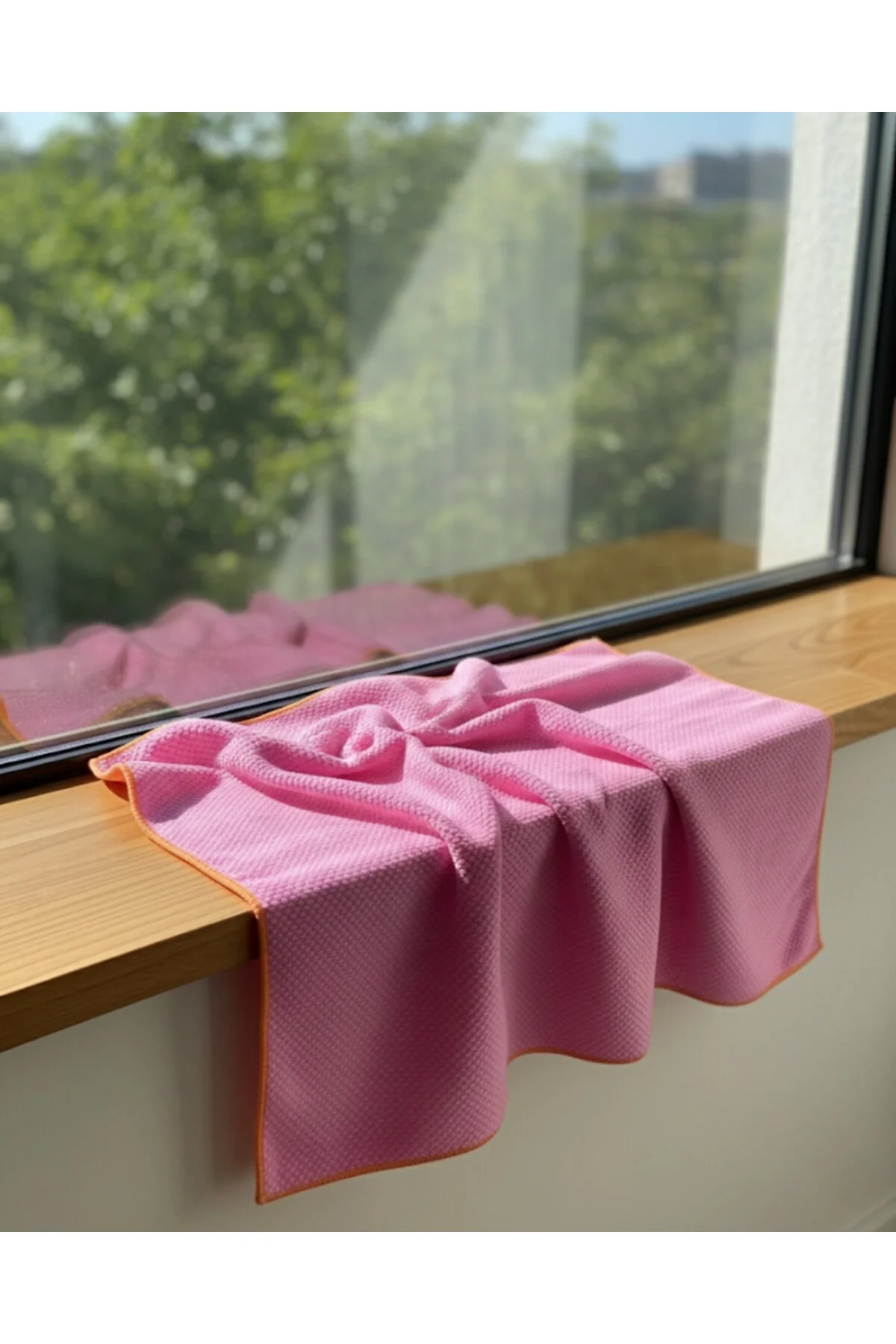 Mikrofiber Cam Temizlik Bezi 50 70 Cm 1 Adet Pembe - Turuncu - Yeşil