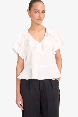 Defacto Regular Fit V Yaka Modal Kısa Kollu Bluz F8319ax25auer85 Ekru