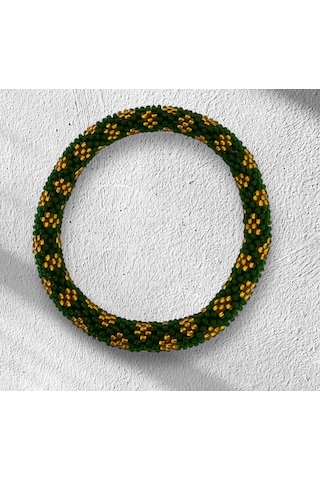 Chichibeads El Yapımı Papatya Desenli Bohem Bileklik Yeşil