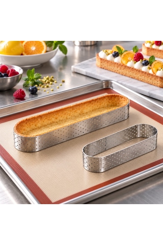 Fida Tart Çemberi Elips Delikli Yükseklik 5 Cm - 10 Adet 4x12 Cm Inox