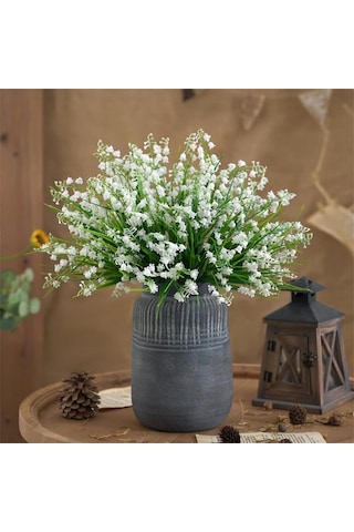Yapay Çiçek Müge Çiçeği Sazlı Beyaz Çan Çiçeği Lily Of The Valley Demet