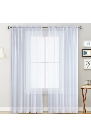 Qingmipy Yarı Şeffaf Voile Perdeler, Oturma Odası Ve Yatak Odası İçin, 39''x98'' Beyaz 2 Panelli Diğer