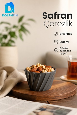 Safran Çerezlik 200 Ml Bpa Free Siyah Dekoratif Sunum Kasesi
