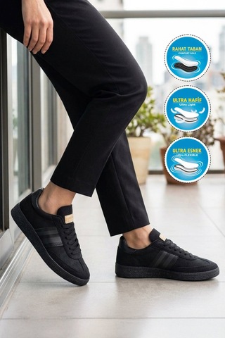 Grijak Siyah Bağcıklı Esnek Unisex Spor Ayakkabı 015 G