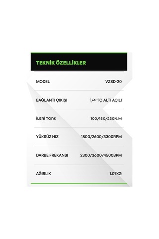 Voltz Vzsd-20 Akülü Darbeli Vidalama 20v 5.0 Ah