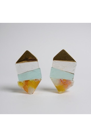 Renkli Geometrik Tasarım Küpe - Modern Ve Canlı Çok Renkli