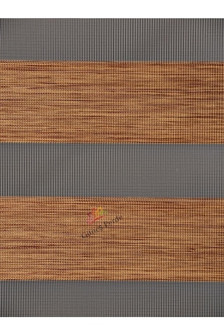 Bambu Koyu Ahşap R-16 Stor Zebra Perde Etek Dilimli Alüminyum Kasa Kahverengi 100 x 200
