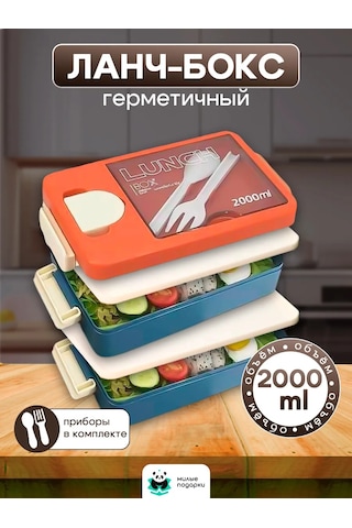 Milye Podarki Bölmeli Ve Çatal-bıçak Takımlı Öğle Yemeği Kutusu 143780931 MAvi