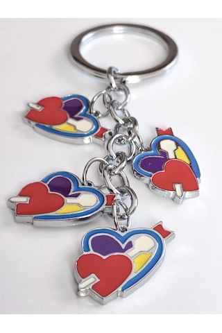 Kalp İçinde Kalp Metal Anahtarlık