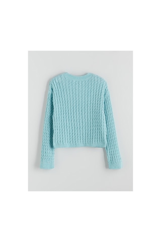 LC Waikiki Alıta Cıty Farkıyla Lcw Kids Turkuaz Oval Yaka Kız Çocuk Kazak Turkuaz - 925578367 Turkuaz