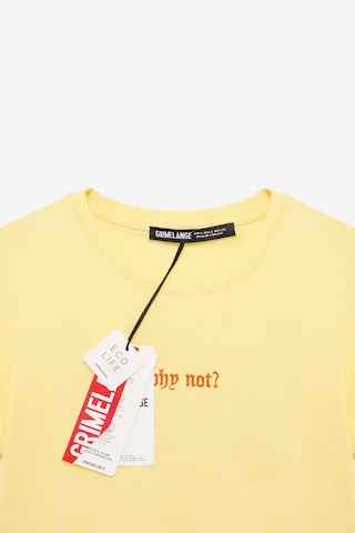 Ethıquet ZERAYA Kadın Bisiklet Yaka Kısa Kollu Önde Nakış Detaylı Crop Sarı T-Shirt