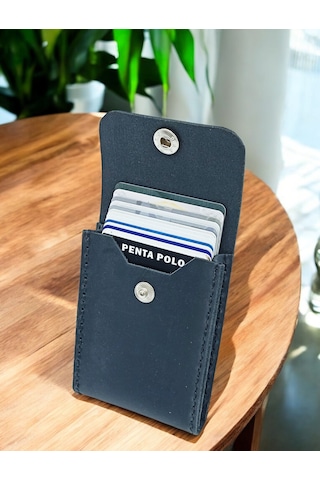 Cronder Hakiki Deri Dik Model Kutu Kartlık Siyah