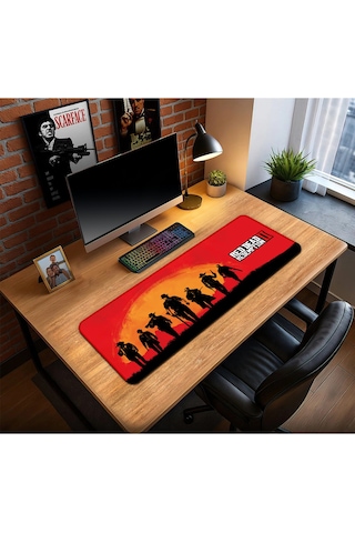 Red Dead Redemption Oyun Gaming Klavye Mouse Pad Kaymaz Taban Kenarları Dikişli Su Geçirmez Masa Matı 70x30 Cm