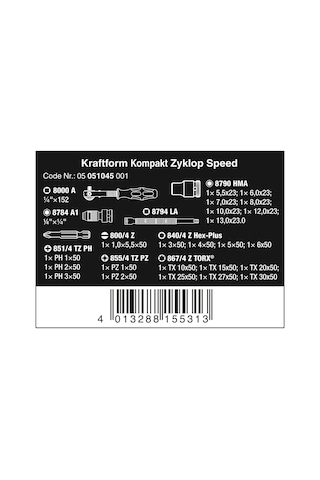 Wera K. Kompakt Zyklop Cırcır Karma Set 1/4" Set 05051045001