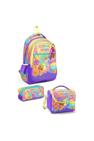 Coral High Kids Milka Dondurma Desenli 3 Lü Okul Çanta Seti Set33254 Çok Renkli