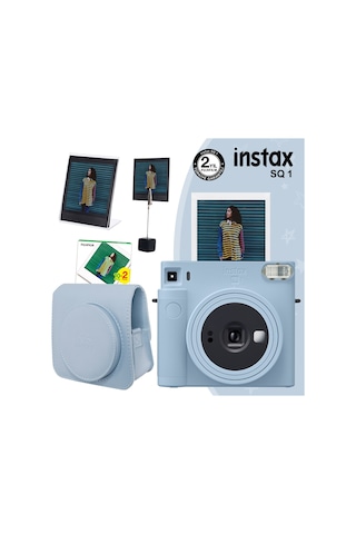 Fujifilm Instax SQ1 Fotoğraf Makinesi + 20'li Kare Film + Deri Kılıf + Pleksi Çerçeve + Kıskaçlı Stand