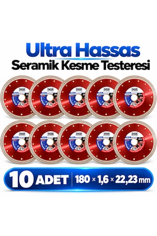 10 Adet Ultra Hassas Seramik Kesme Taşlama 180 Mm Granit Fayans Mermer Cam Elmas Kesme Testeresi